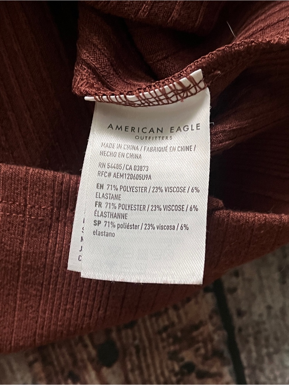 American Eagle Outfitters Rust Brown Ribbed Snap-Front Long Sleeve Top - Picture 7 of 7